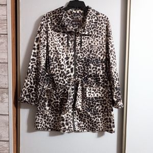 Dana Buchman Large Animal Leopard Print Classic Casual Business Coat